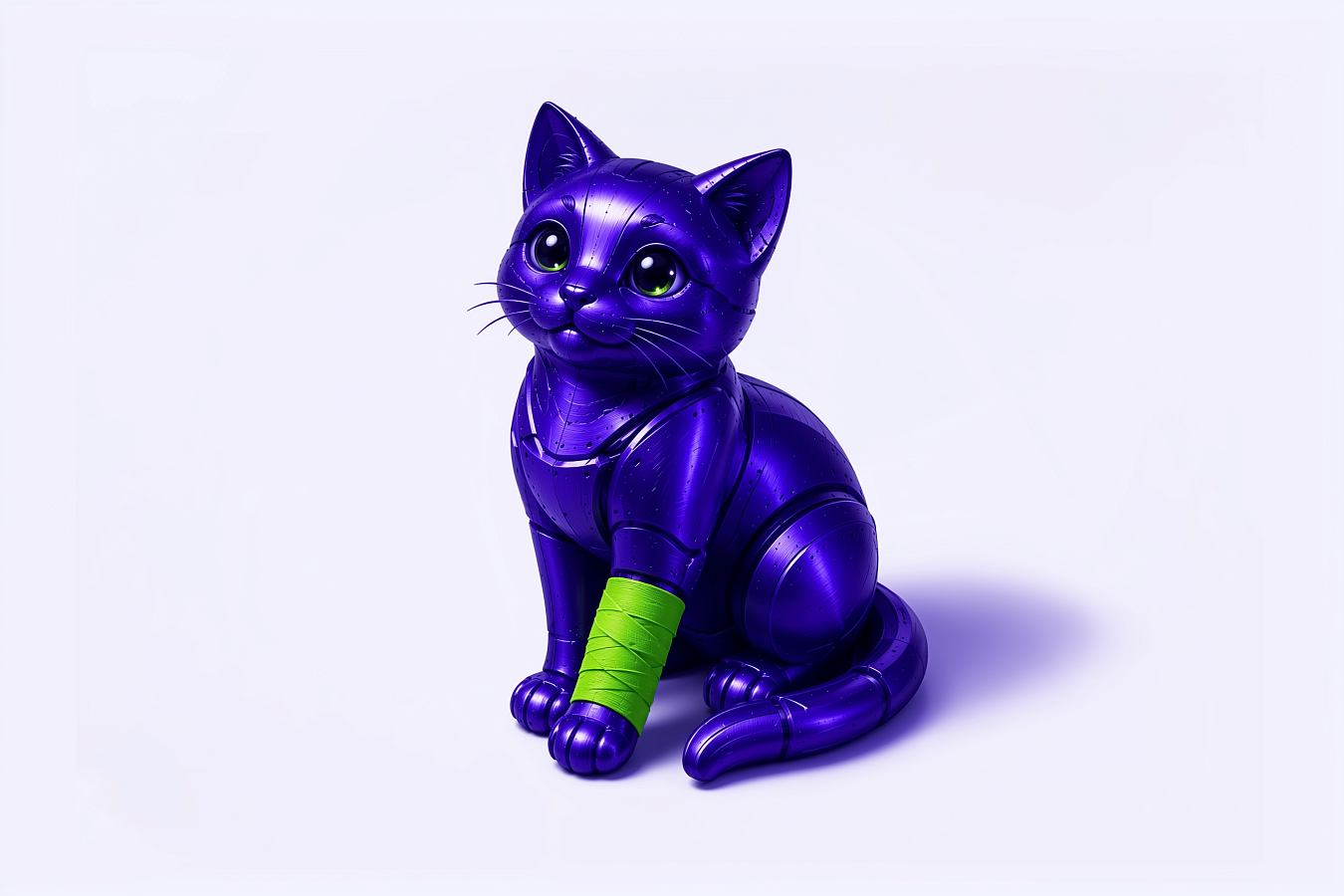 Фигурка фиолетовой кошки с перевязанной лапкой